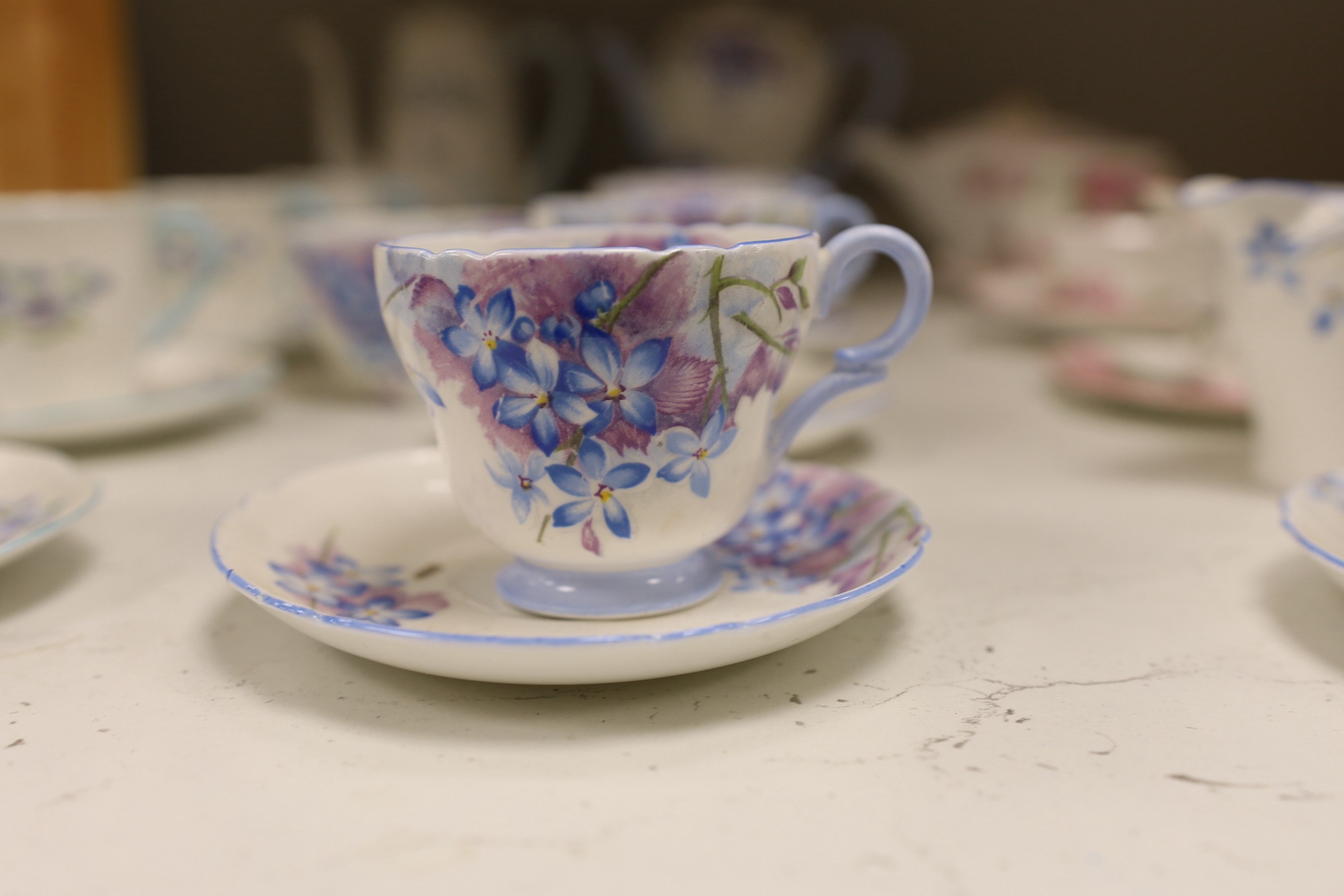 Three Shelley part services, ‘Apple Blossom’ 12287, ‘Blue Spray’ 13634 and ‘Blue Rock’ 13591